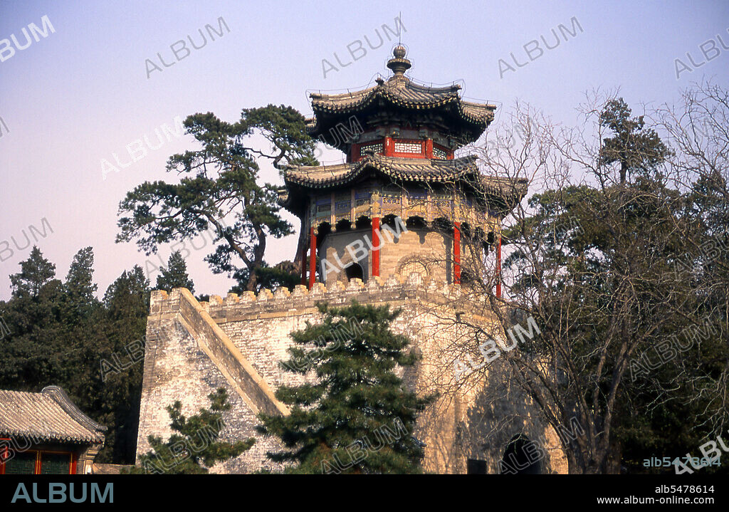 The Summer Palace (Yiheyuan) was originally created during the Ming Dynasty, but was designed in its current form by Qing emperor Qianlong (r. 1736 - 1795). It is however Qianlongs mother, the Qing Dowager Empress Cixi who is most irrevocably linked to the palace, since she had it restored twice during her reign, once in 1860 after it was plundered by British and French troops during the Second Opium War, and again in 1902 when foreign troops sought reprisals for the Boxer Rebellion, an anti-Christian movement.