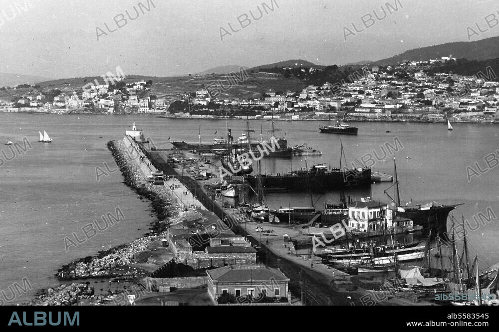 Palma de Mallorca (Spanien), Hafen. Ansicht. Foto, um 1910.