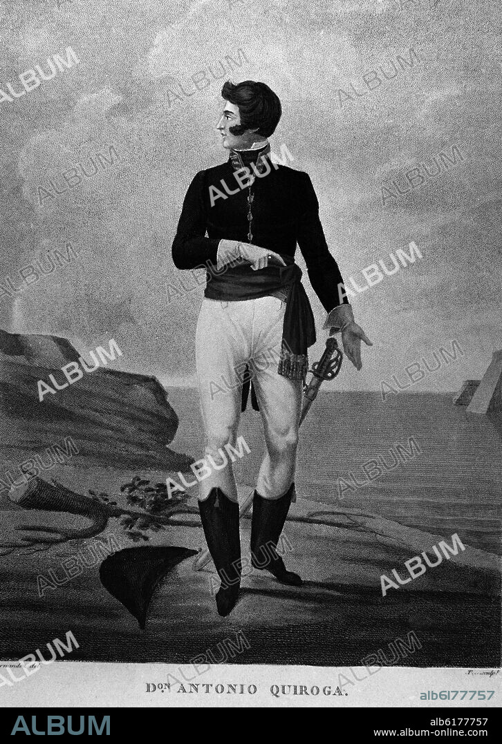 FERNANDEZ. ANTONIO QUIROGA MARISCAL DE CAMPO - GRABADO S XIX.