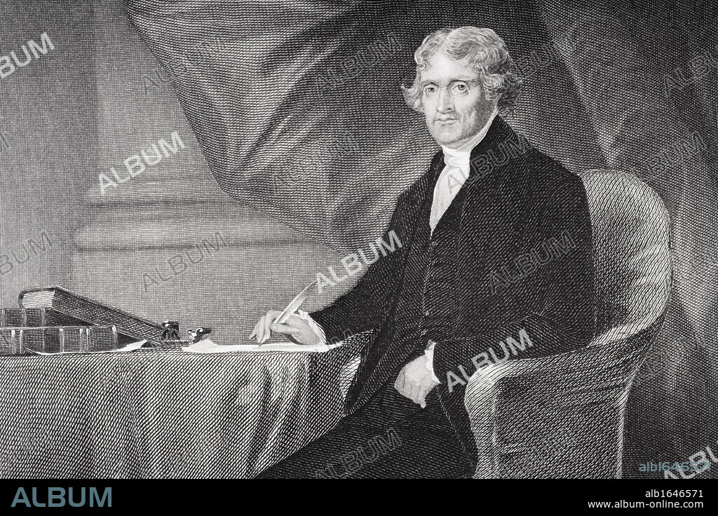 Thomas Jefferson 1743-1826. Third president of the United States. Primary author of Declaration of Independence. From painting by Alonzo Chappel.