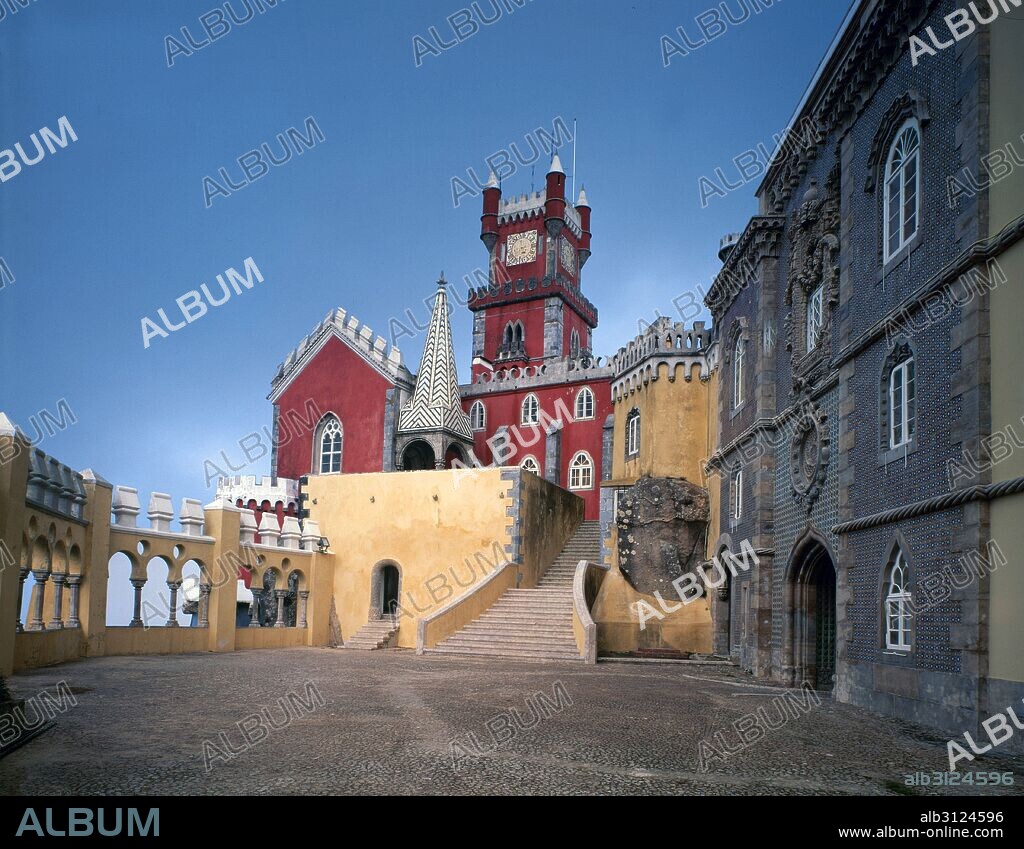 Palacio Nacional Da Pena, Sintra. Conjunto exterior del Palacio. Romántico Portugués, siglo XIX. Portugal.