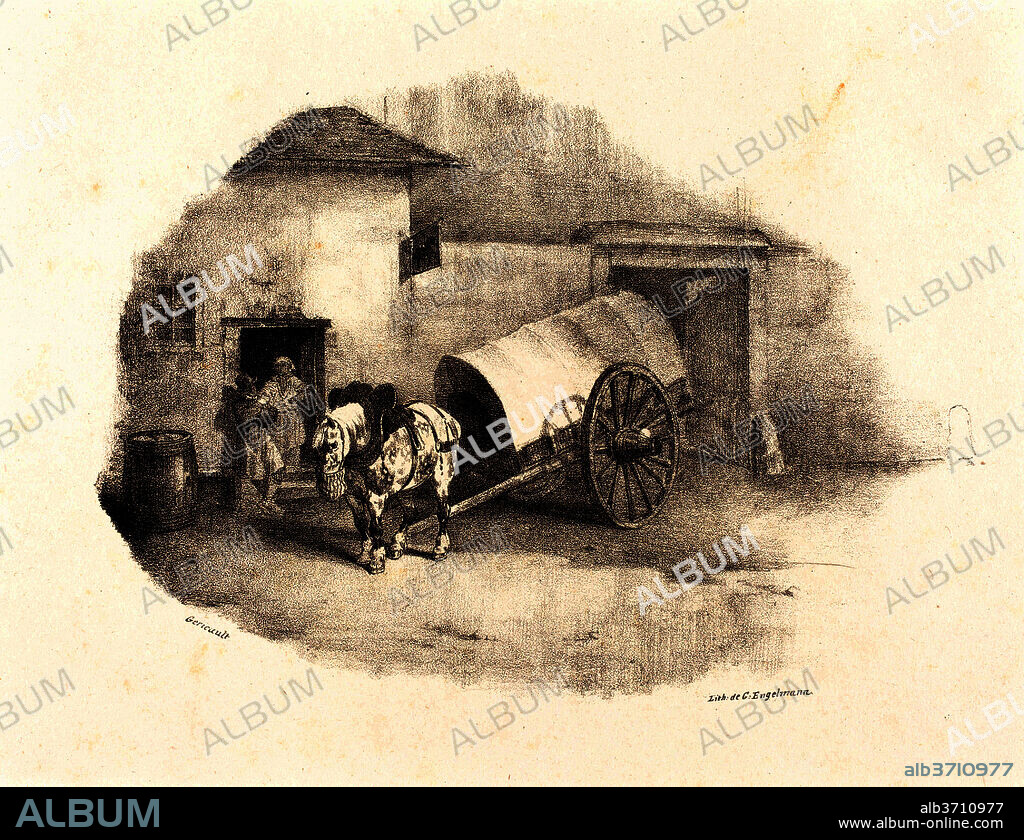 THéODORE GéRICAULT. Cheval de charrette sorti des Limons. Dated: 1823. Dimensions: overall: 25.5 x 33.5 cm (10 1/16 x 13 3/16 in.). Medium: lithograph on wove paper.