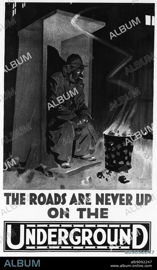 Alfred Leete poster : The Roads are never up on the Underground. 1928.