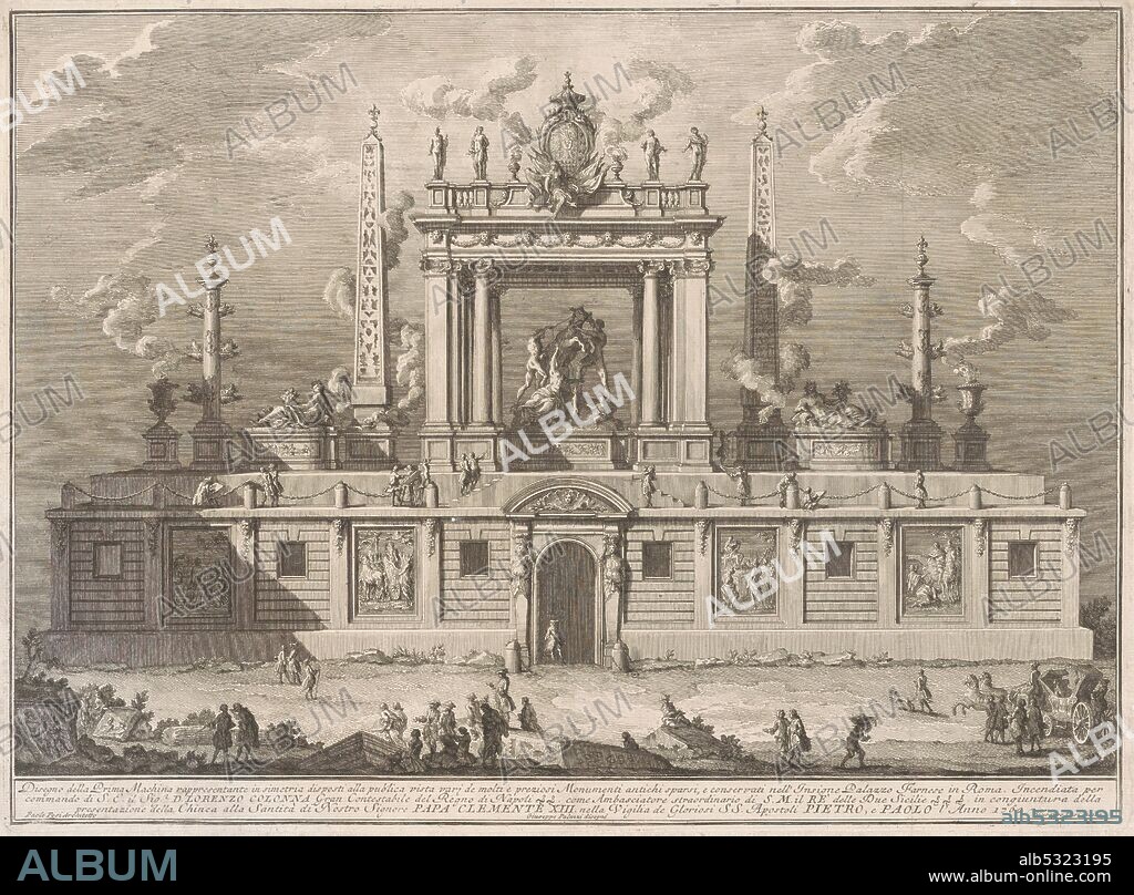 GIUSEPPE VASI. The Prima Macchina for the Chinea of 1762: The Farnese Bull and Other Antiquities from Palazzo Farnese, 1762.