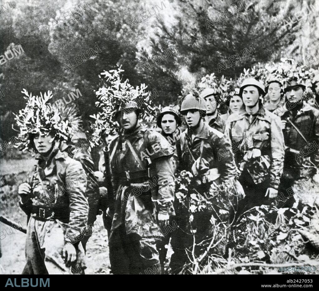 World War II-War in Italy 1943 1945-Soldiers of RSI in camouflage uniform just before a raid against the partisans in Northern Italy. The Italian Social Republic (Repubblica Sociale Italiana, RSI), informally known as the Republic of Salò, was a puppet state of Nazi Germany. The Fascist Italian state (from 1943 until 1945), it was led by Duce Benito Mussolini and his Republican Fascist Party. The state claimed Rome as its capital, but was de facto centered around Salò, where Mussolini's Ministry of Foreign Affairs was headquartered. The RSI exercised nominal sovereignty in northern Italy, but was largely dependent on the Wehrmacht.