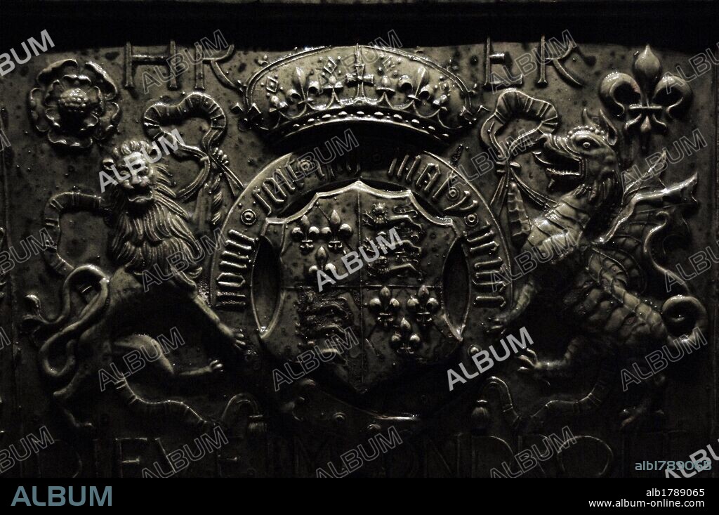 ENRIQUE VIII (Greenwich, 1491-Londres, 1547). Rey de Inglaterra (1509-1547). LA CORTE DE ENRIQUE VIII. Escudo heráldico de la CASA TUDOR. Museo Victoria y Alberto. Londres. Inglaterra. Reino Unido.