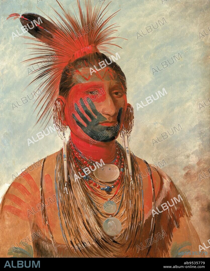 GEORGE CATLIN. Wash-ka-mon-ya, Fast Dancer, a Warrior. oil on canvas. Date: 1844-1845.