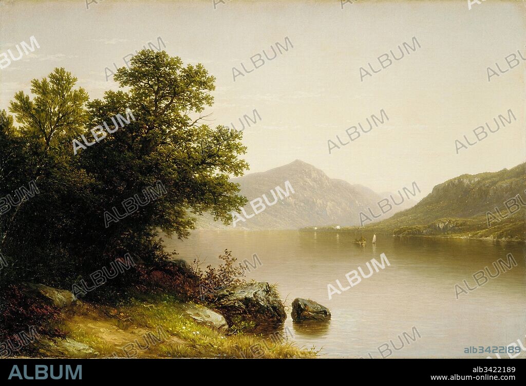 Lake George, 1857, Oil on canvas, 20 5/16 x 29 7/8 in. (51.6 x 75.9 cm), Paintings, John William Casilear (American, New York 1811–1893 Saratoga Springs, New York), In this painting of one of Casilear’s favorite sites—Lake George, in the Adirondack Mountains—the influence of John Frederick Kensett, one of the artist’s sketching companions, is unmistakable in the treatment of the water and the light.
