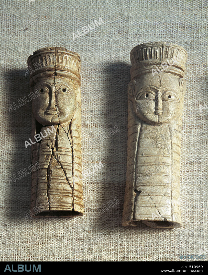 Greek civilization, 7th century b.C. Figurines of idols from the Sanctuary of Artemis Orthia at Sparta, Greece.