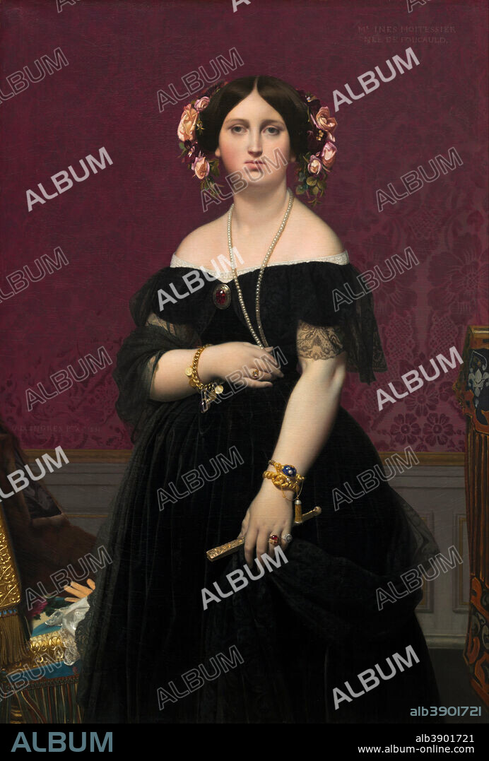 JEAN AUGUSTE DOMINIQUE INGRES. Madame Moitessier. Date/Period: 1851. Painting. Oil on canvas. Height: 1,470 mm (57.87 in); Width: 1,000 mm (39.37 in).