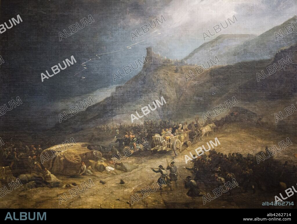 Genaro Pérez de Villamil, Ataque a un convoy carlista, batalla de Arlaban, 1838 , óleo sobre tela, Museo Nacional de Bellas Artes (MNBA) ,Buenos Aires, republica Argentina, cono sur, South America.