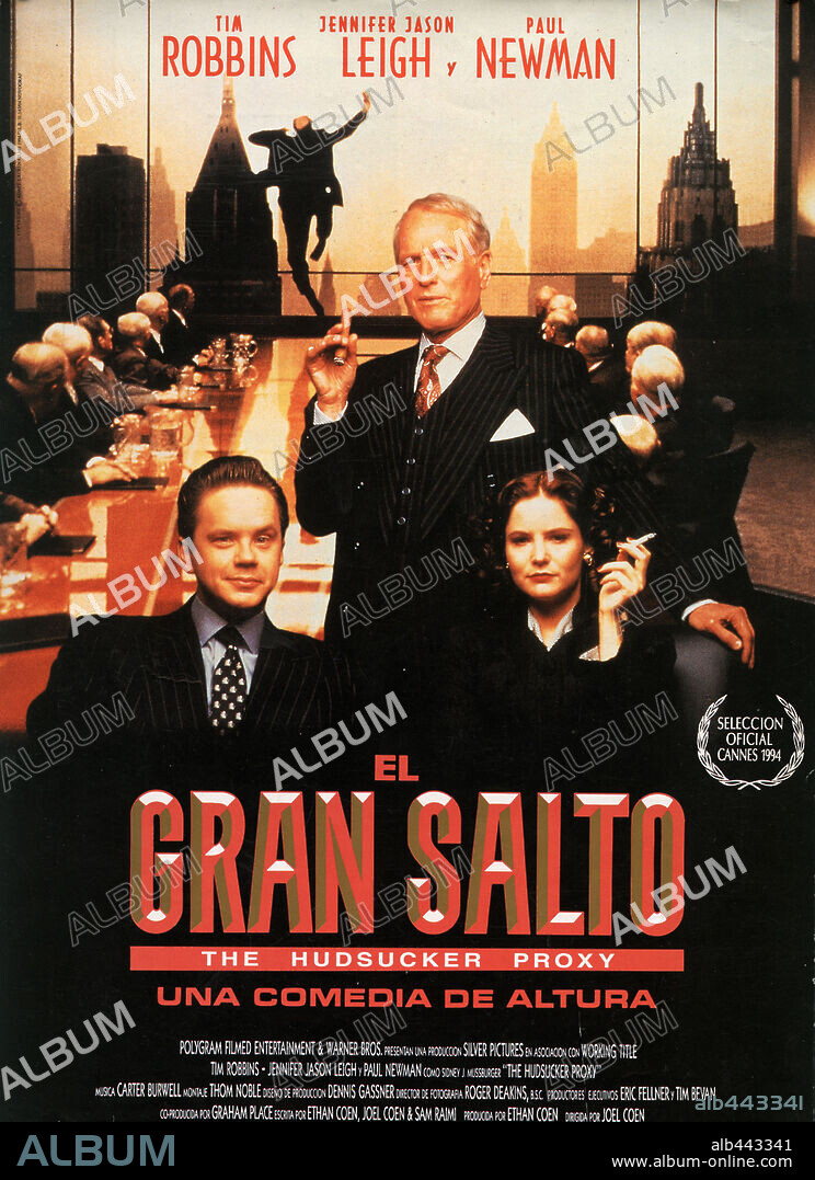 Poster de EL GRAN SALTO, 1994 (THE HUDSUCKER PROXY), dirigida por ETHAN COEN y JOEL COEN. Copyright WARNER BROTHERS.