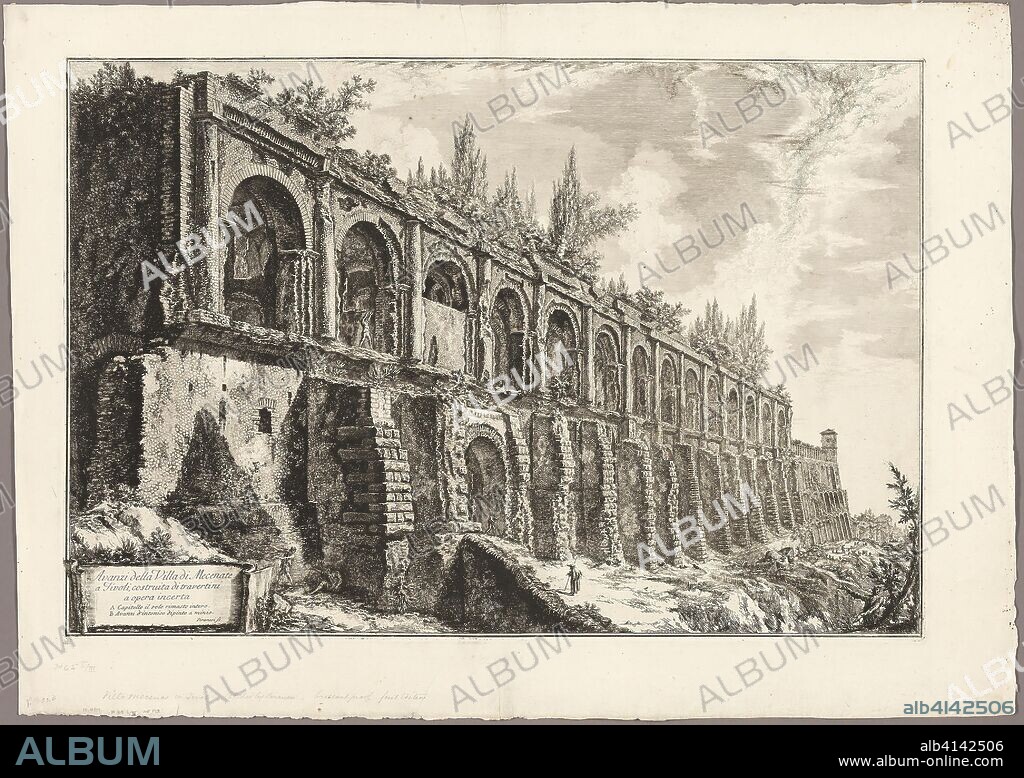 Remains of the Villa of Maecenas at Tivoli, from Views of Rome. Giovanni Battista Piranesi (Italian, 1720-1778); published by Francesco (Italian, 1758-1810) and Pietro Piranesi (Italian, born 1758/9). Date: 1762-1763. Dimensions: 450 x 667 mm (image); 455 x 672 mm (plate); 555 x 784 mm (sheet). Etching on heavy ivory laid paper. Origin: Italy.