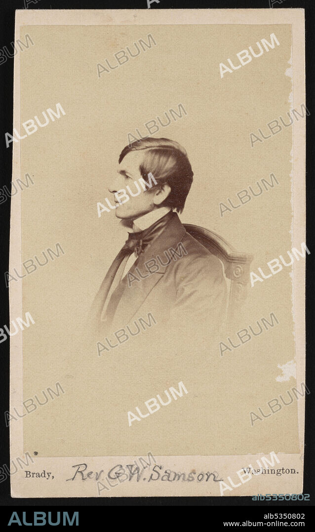 MATHEW BRADY. Portrait of Rev. George Whitefield Samson (1819-1896), Before 1896.