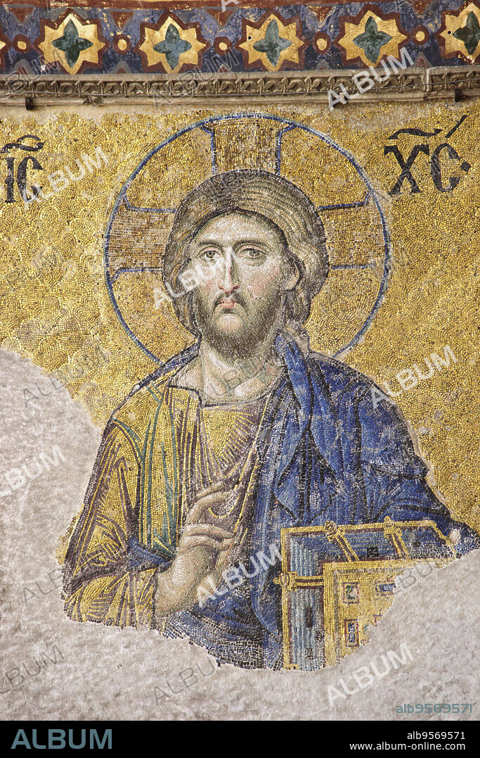 Mosaico de Jesucristo.Galeria sur.Santa Sofia , iglesia de la santa sabiduria,siglo VI.Sultanahmet. Estambul.Turquia. Asia.