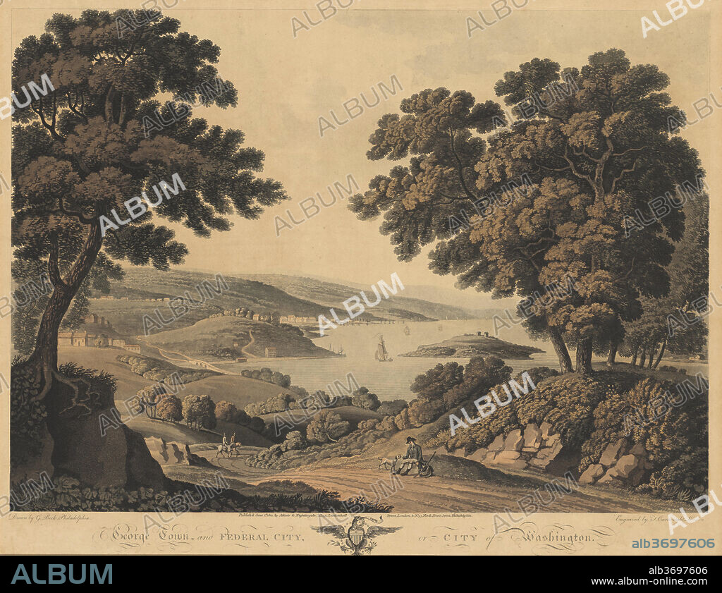 J. CARTWRIGHT AFTER GEORGE BECK. Georgetown and Federal City or City of Washington. Dated: 1801. Medium: aquatint.