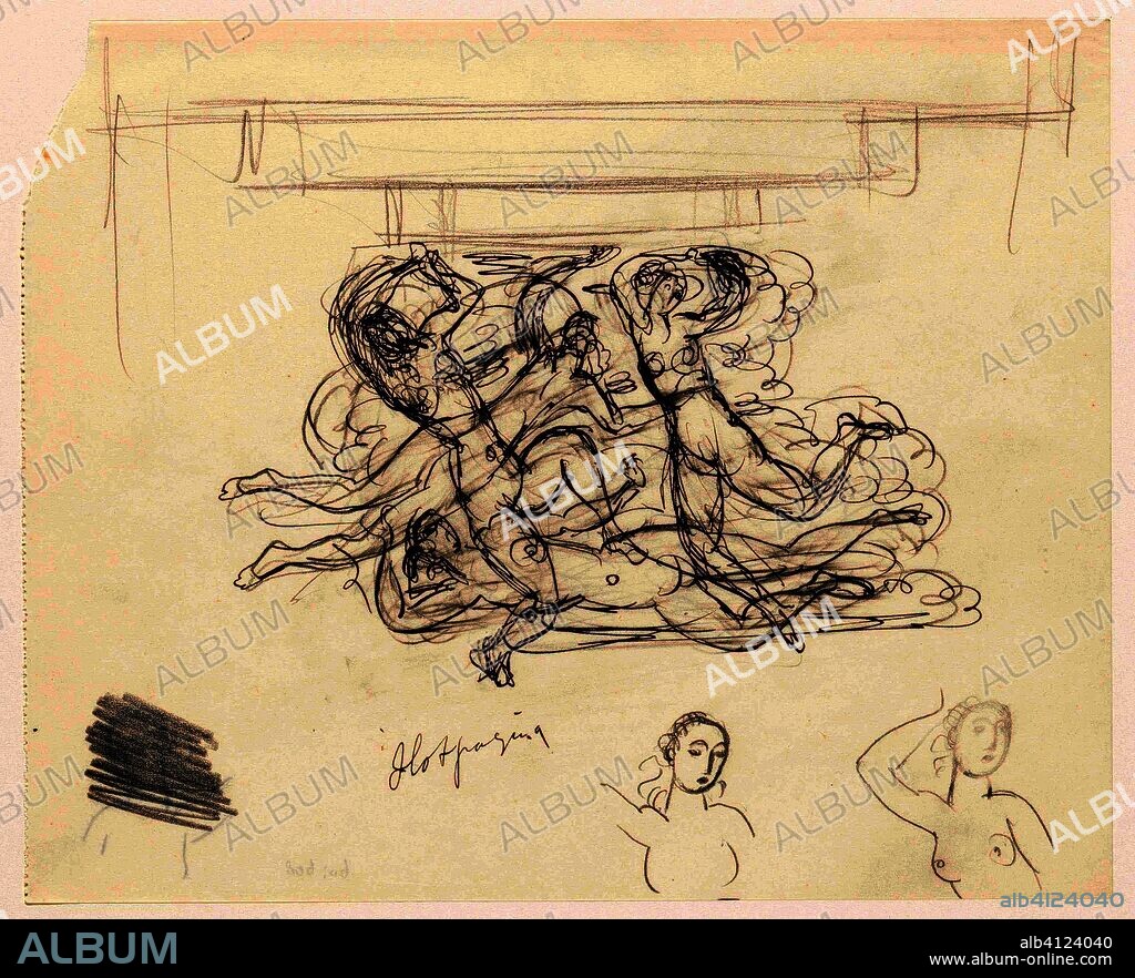 Sketch sheet with nude swimming women. Draughtsman: Leo Gestel. Dating: 1891 - 1941. Measurements: h 210 mm × w 260 mm.