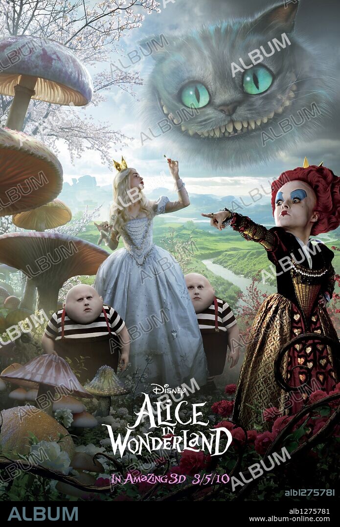 Poster de ALICIA EN EL PAIS DE LAS MARAVILLAS, 2010 (ALICE IN WONDERLAND), dirigida por TIM BURTON. Copyright WALT DISNEY PICTURES.