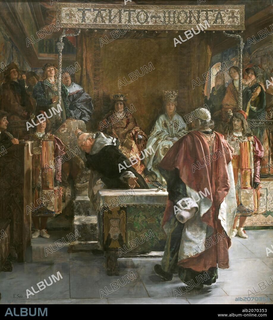 EMILIO SALA FRANCÉS. Emilio Sala y Francés / 'Expulsión de los judíos de España (año de 1492)', 1889, Escuela Española, Óleo sobre Lienzo, 313 cm x 281 cm, P06578.