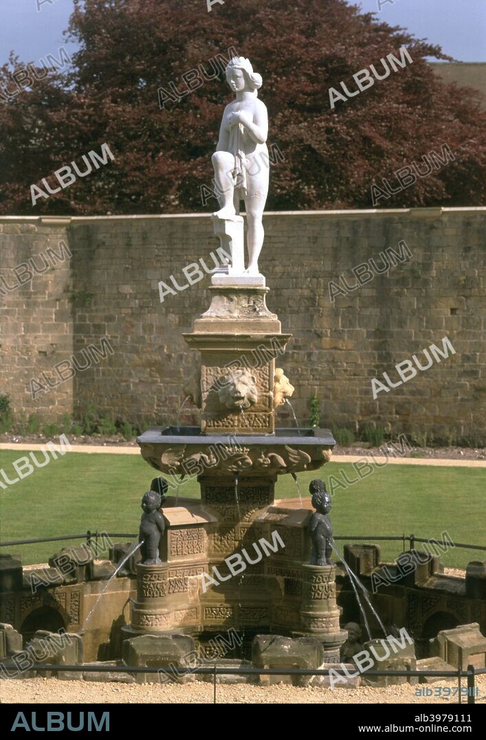 The Venus fountain, Bolsover Castle, Derbyshire, 2000. The fountain dates from post 1628 and the Venus figure is modelled on an original in Florence. It has recently been restored. Bolsover Castle was rebuilt in the 17th century.