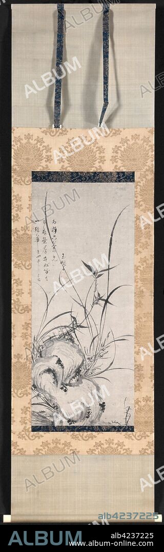 Rock, Bamboo, and Orchids, late 1300s-early 1400s. Gyokuen Bompo (Japanese, 1348-c. 1420). Hanging scroll; ink on paper; overall: 163.9 x 52 cm (64 1/2 x 20 1/2 in.); painting only: 79.2 x 32.7 cm (31 3/16 x 12 7/8 in.).