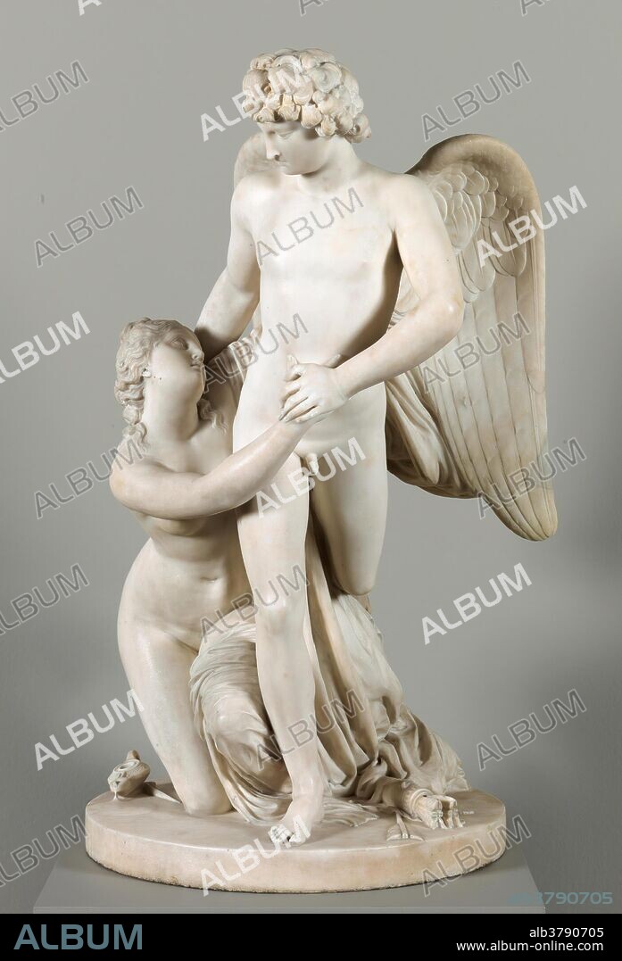 Johan Tobias Sergel (Escultor) (y taller) / 'Amor y Psiquis'. Principio del siglo XIX. Mármol, 74 x 45,5 cm.