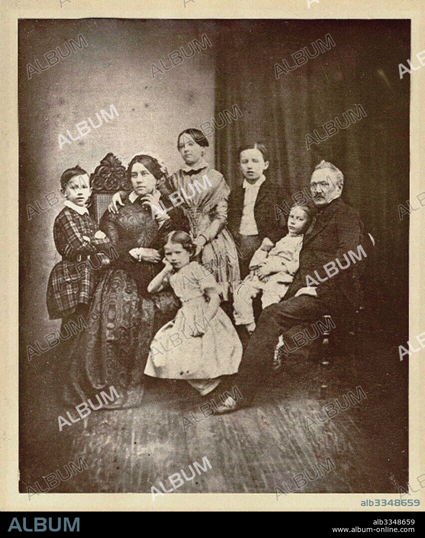 ANONYMOUS. The Tchaikovsky family. Left to right: Pyotr, Alexandra Andreyevna, Alexandra, Zinaida, Nikolai, Ippolit, Ilya Petrovich.