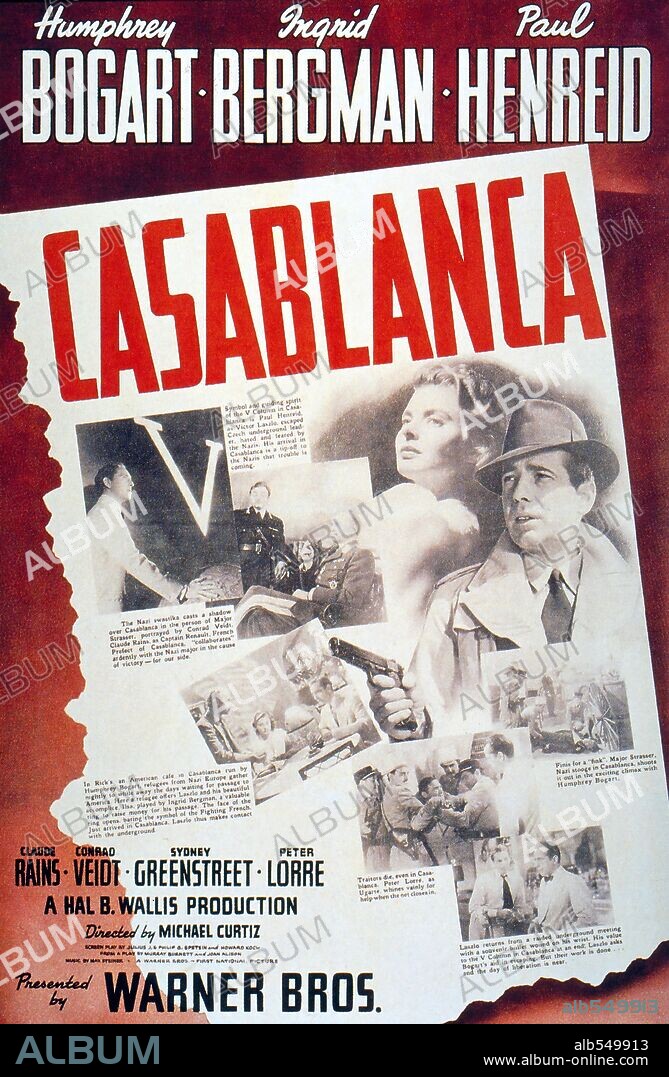 Poster of CASABLANCA, 1942, directed by MICHAEL CURTIZ. Copyright WARNER BROTHERS.