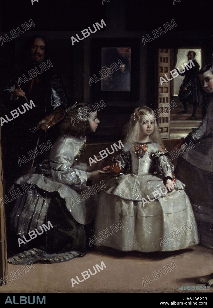 DIEGO VELAZQUEZ (1599-1660). LAS MENINAS - DETALLE - MARIA AGUSTINA OFRECE UN BUCARO A LA INFANTA MARGARITA - SIGLO XVII - BARROCO ESPAÑOL - CONJUNTO 106240.