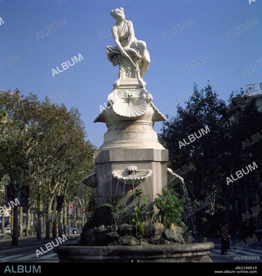 VENANCI VALLMITJANA BARBANY. Fuente de Diana en Barcelona, por Venancio Vallmitjana y Barbany.