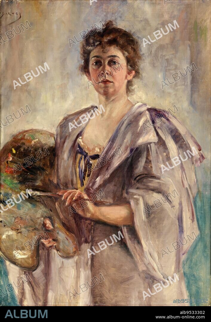 ALICE PIKE BARNEY. Self Portrait in Painting Robe. Date: 1896. oil on canvas.