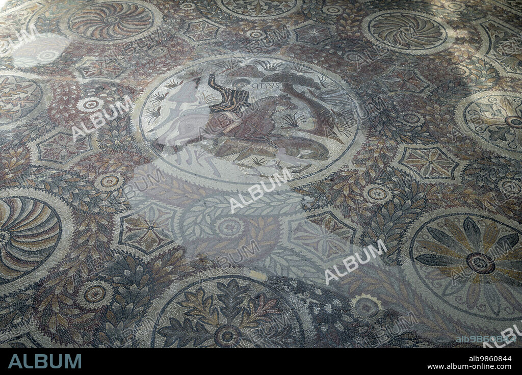 Roman mosaic of Dulcitius Ramalete, IV after Christ, Roman villa of Ramalete, Tudela, Museum of Navarra, Pamplona, Navarra,Spain.
