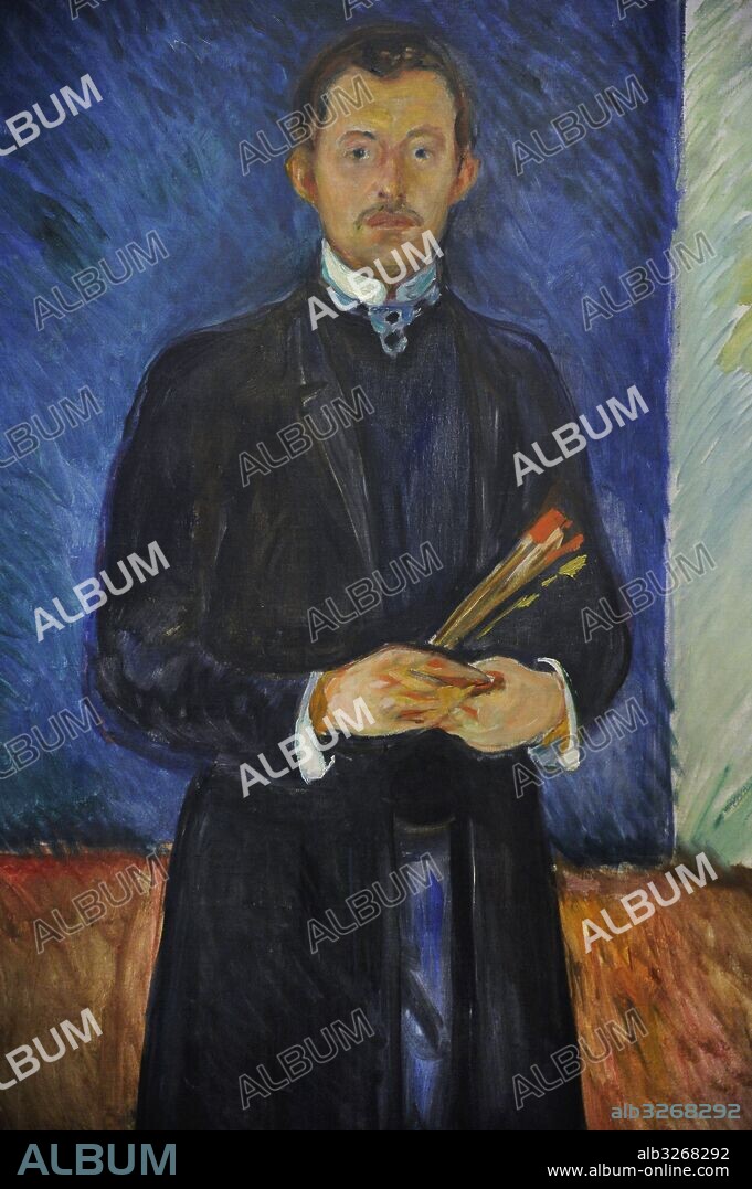 Edvard Munch (1863-1944). Norwegian painter. Self-Portrait with Brushes, 1904. Munch Museum. Oslo. Norway.