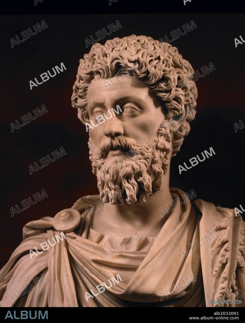 Marco Aurelio, busto de mármol.