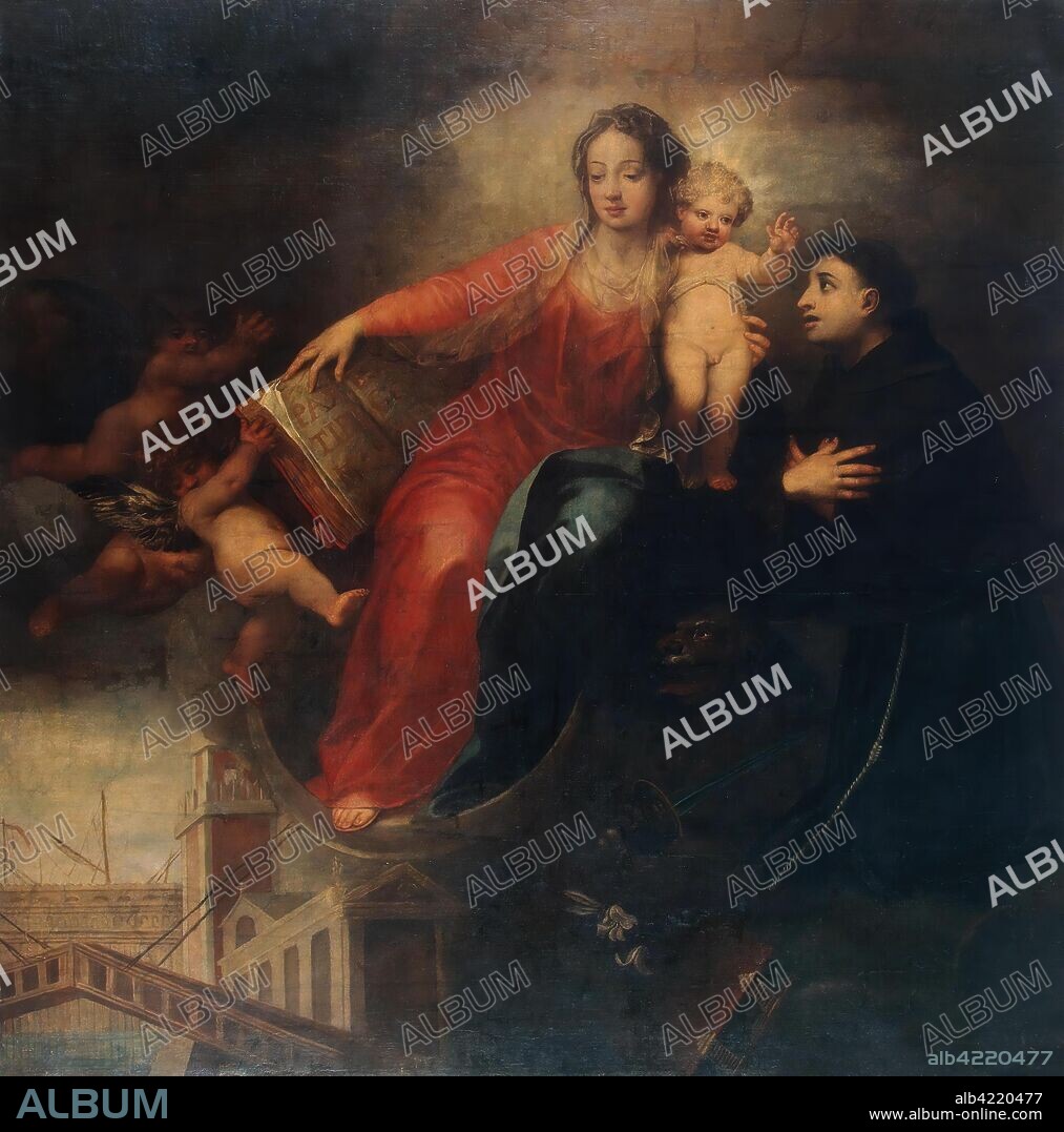 ANDREA CELESTI. 'Madonna and Child with St Anthony of Padua'. Italy, 1660s. Dimensions: 205,5x205,5 cm.