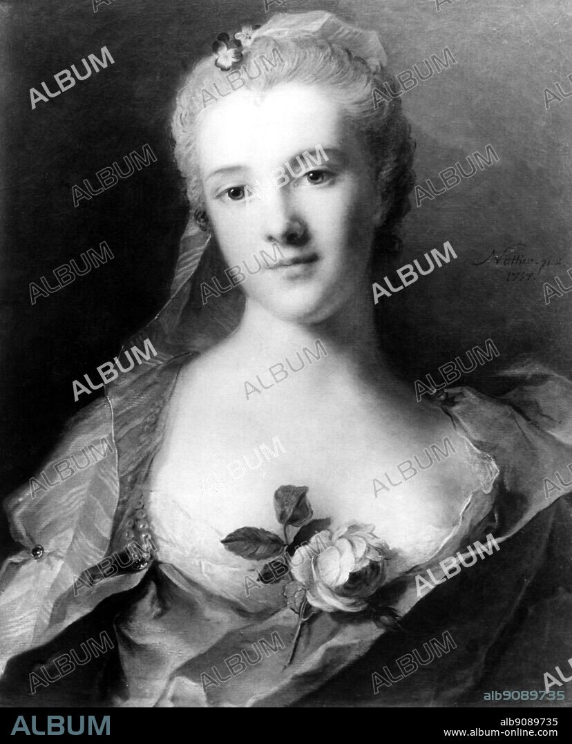 Manon Balletti - actress and engaged to Giacomo Casanova . Painting by Jean-Marc Nattier 1757.