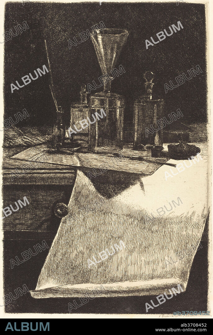 FRANCOIS BONVIN. Frontispiece. Dated: 1871 (this state). Dimensions: plate: 21.9 x 14.7 cm (8 5/8 x 5 13/16 in.)  sheet: 67.2 x 30.9 cm (26 7/16 x 12 3/16 in.). Medium: etching on laid paper.