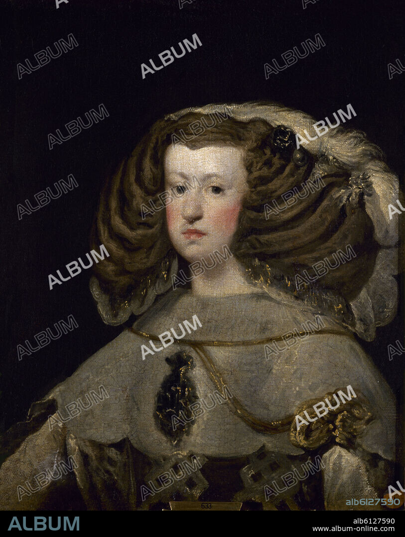 DIEGO VELAZQUEZ (1599-1660). DOÑA MARIANA DE AUSTRIA - SIGLO XVII - OLEO/LIENZO - 66x40 CM - BARROCO ESPAÑOL - ESCUELA SEVILLANA.