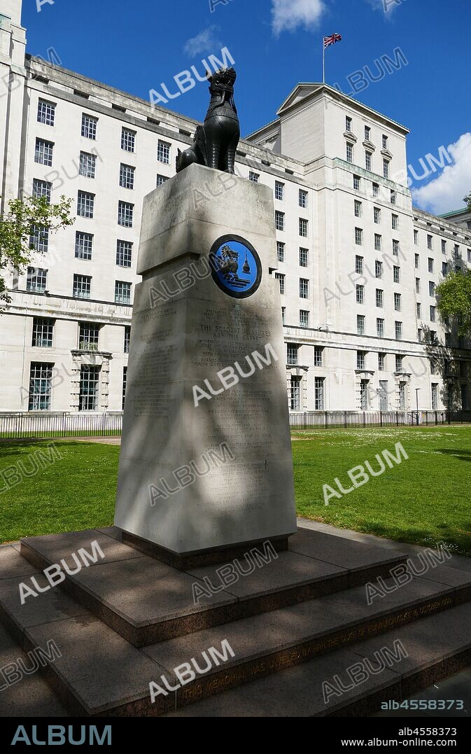 Chindit Memorial is a war memorial in London that commemorates the Chindit special forces, which served in Burma under Major General Orde Wingate in the Second World War. The memorial was designed by architect David Price. The front of the monument has an inscription to the memory of the Chindits, and also has a plaque depicting of the Chindit badge on a blue background and the Chindit motto, "The boldest measures are the safest"..