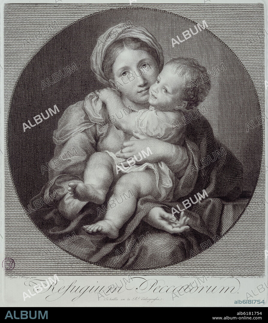ANTON RAPHAEL MENGS. REFUGIUM PECCATORUM - GRABADO POR MANUEL ESQUIVEL DE SOTOMAYOR EN 1802.