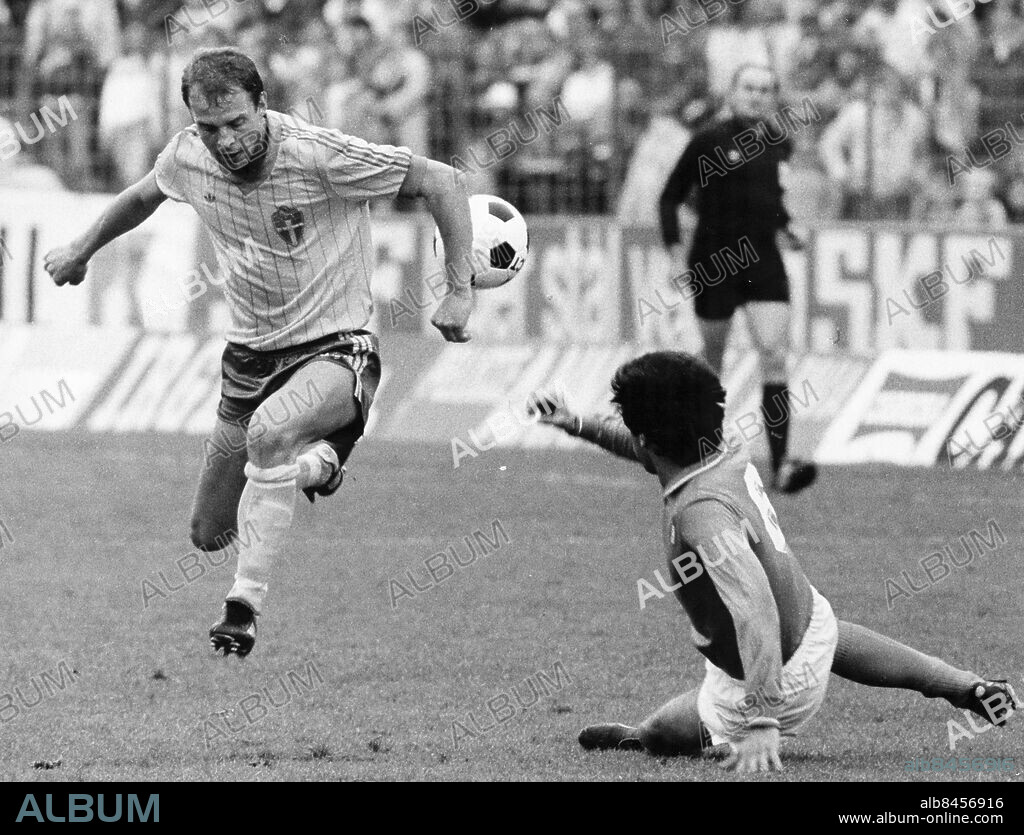 Göteborg 1983-05-29. Tommy Holmgren i EM-kvalet mot Italien på Ullevi. Foto: Jan Düsing / Expressen / TT / Kod: 12. ** AFTONBLADET OUT **.