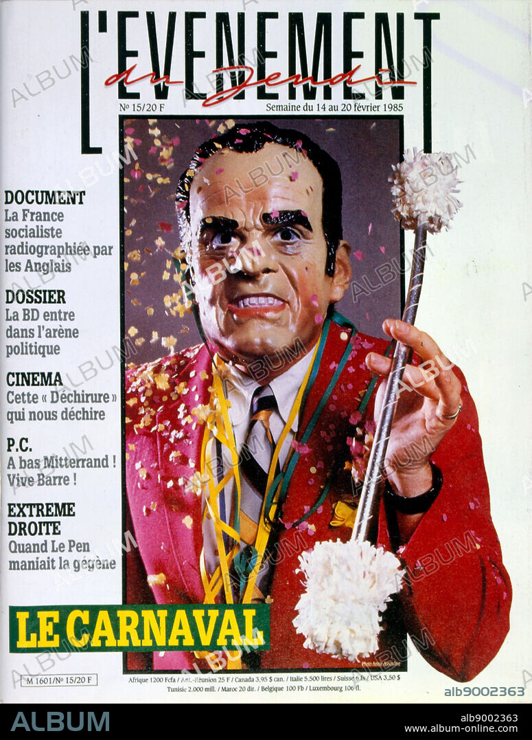 French Communist Party Leader Georges Marchais depicted on the front cover of the French magazine 'L'evenement' 20th February 1985.