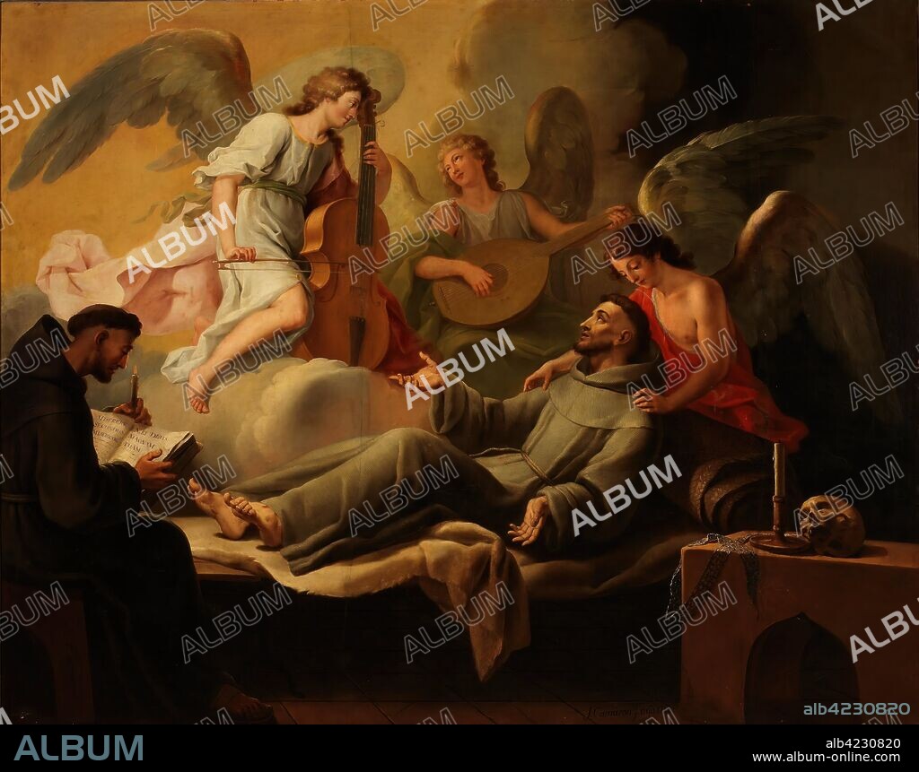 JOSÉ CAMARÓN BONANAT. José Camarón Bonanat / 'San Francisco confortado por los ángeles'. 1788. Óleo sobre lienzo, 215 x 272 cm.