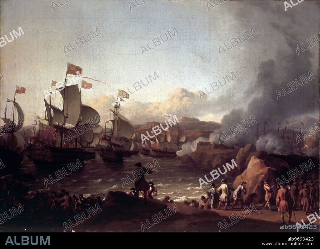 Battle of Vigo Bay - 1702 - National Maritime Museum - painting by Ludolf Bakhuizen paitned in 1702 - . The Battle of Vigo Bay was a naval engagement fought on 12 or 23 October 1702 during the opening years of the War of the Spanish Succession. The English and Dutch destroyed a Spanish treasure fleet, capturing silver from the Spanish colonies to the value of about a million pounds sterling. ©TopFoto.