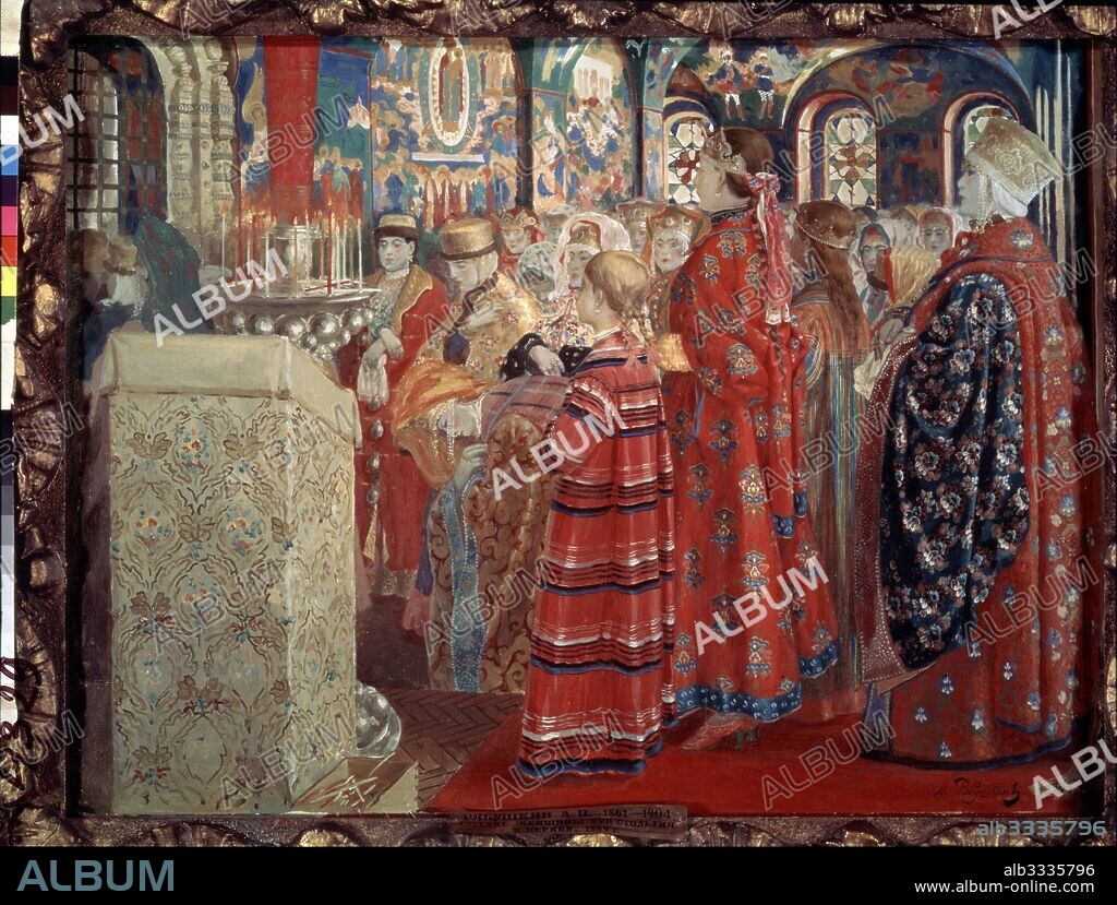ANDREI PETROVICH RYABUSHKIN. Muscovite women at the church service.