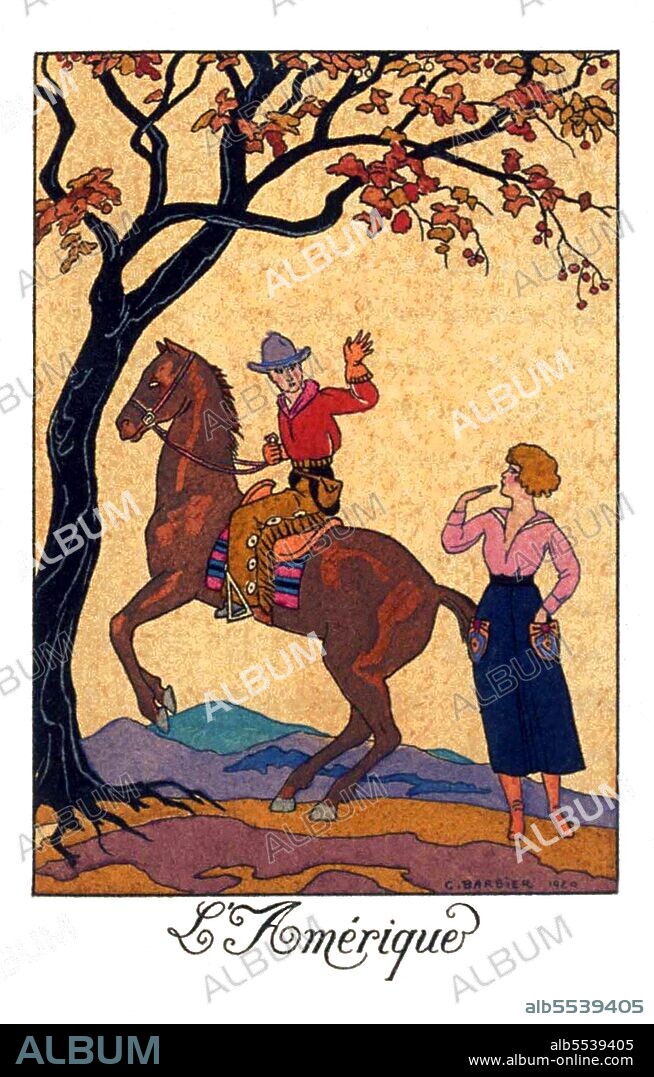 George Barbier (1882–1932) was one of the great French illustrators of the early 20th century. Born in Nantes, France on October 10, 1882, Barbier was 29 years old when he mounted his first exhibition in 1911 and was subsequently swept to the forefront of his profession with commissions to design theatre and ballet costumes, to illustrate books, and to produce haute couture fashion illustrations. For the next 20 years Barbier led a group from the Ecole des Beaux Arts who were nicknamed by Vogue 'The Knights of the Bracelet'—a tribute to their fashionable and flamboyant mannerisms and style of dress. Included in this élite circle were Bernard Boutet de Monvel and Pierre Brissaud (both of whom were Barbier's first cousins), Paul Iribe, Georges Lepape, and Charles Martin. During his career Barbier also turned his hand to jewellery, glass and wallpaper design, wrote essays and many articles for the prestigious Gazette du bon ton. In the mid-1920s he worked with Erté to design sets and costumes for the Folies Bergère and in 1929 he wrote the introduction for Erté's acclaimed exhibition and achieved mainstream popularity through his regular appearances in L'Illustration magazine. Barbier died in 1932 at the very pinnacle of his success.
