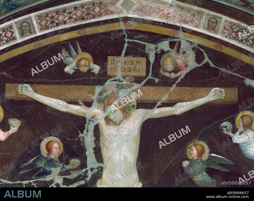 Puccio Capanna, worked in the 14th century. "Crucifixion". (Detail). Fresco. Assisi, S.Francesco, chapter house.