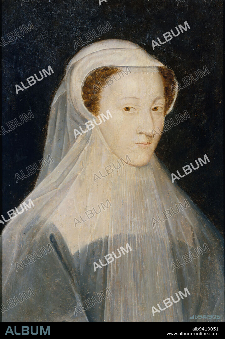 Portrait of Marie-Stuart (1542-1587), Queen of France and Queen of Scotland, in mourning costume, Clouet, François (workshop of), Painter, Circa 1560, Painting, Dimensions - Work: Height: 37.5 cm, Width: 26.5 cm.