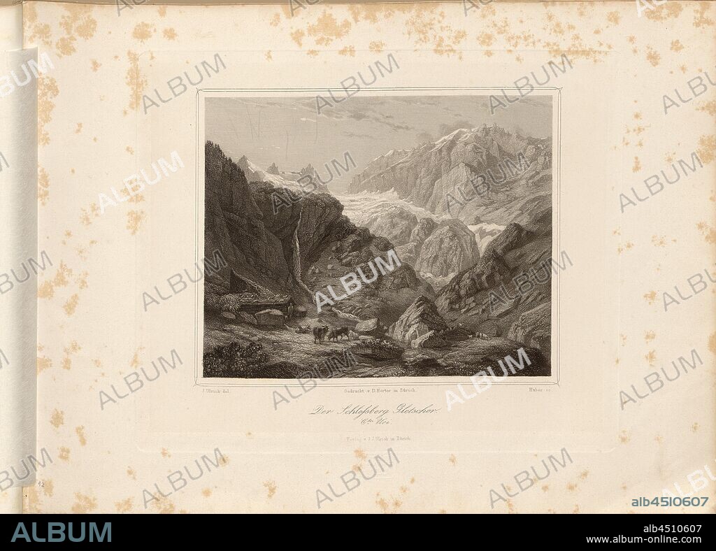The Schlossberg Glacier, Ctn. Uri, View of the Schlossberg Glacier, Signed: J. Ulrich del, Huber sc, Taf. 12, S. 53, Ulrich, J. (del.); Huber, C. (sc.), 1856, Johann Jakob Ulrich, Johann Jakob Reithard:.