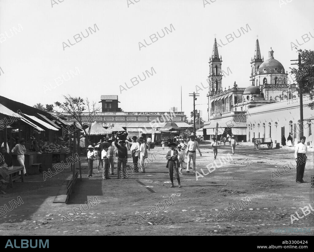 Mazatlan, Mexico:  c. 1905.The market plaza in Mazatlan.